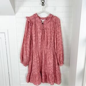NWT Lauren Conrad Pink Textured Floral Dress Size XL